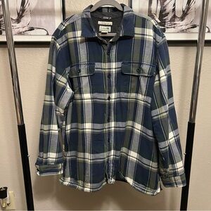 Vintage L.L. Bean Fleece Lined Flannel Shirt Jacket   Blue Plaid Men Sz XL